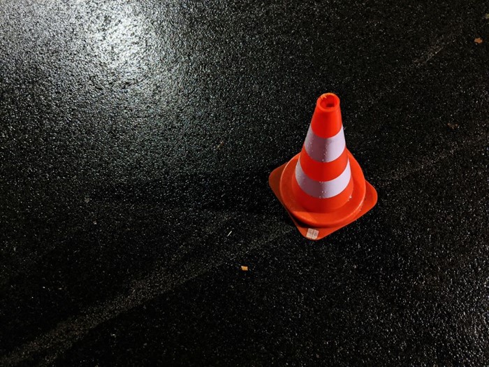 Cone on wet road Health & Safety